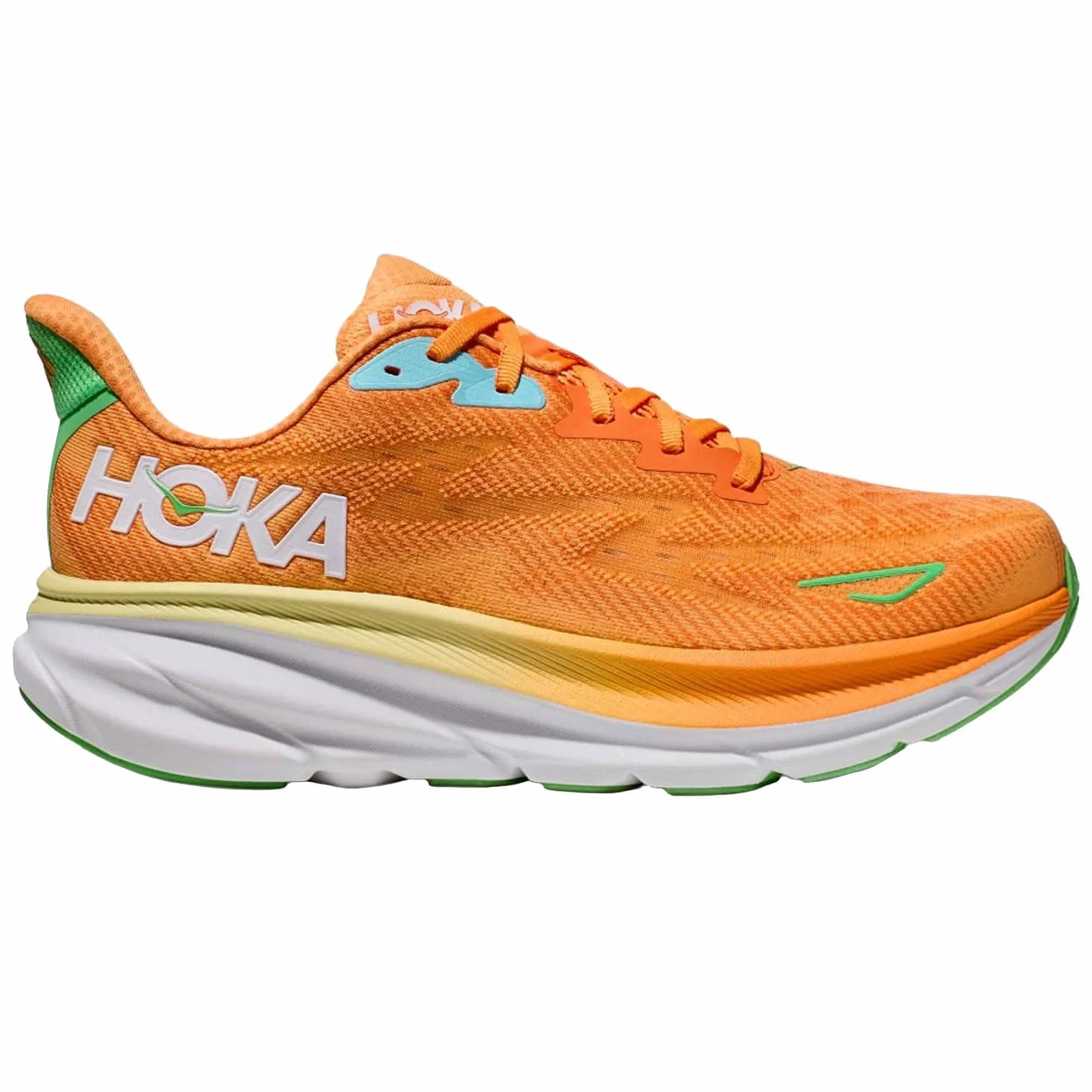 Hoka  Clifton 9 Wide 2E Mens Running Shoes Solar Flare/Sherbet