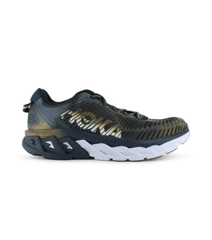 hoka one one arahi (2e) mens midnight navy metallic gold