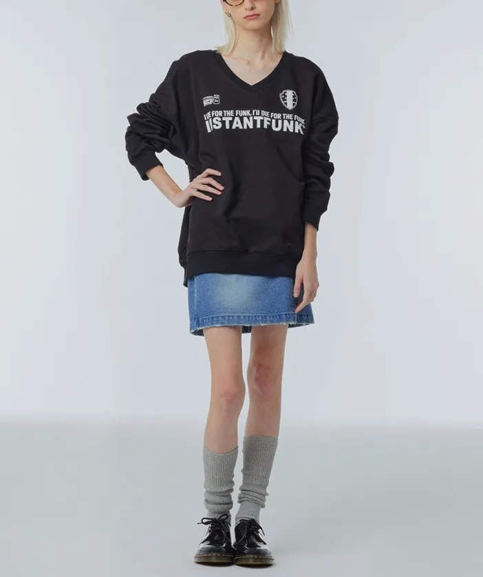 INSTANTFUNK  |Unisex Long Sleeves Cotton Oversized Logo