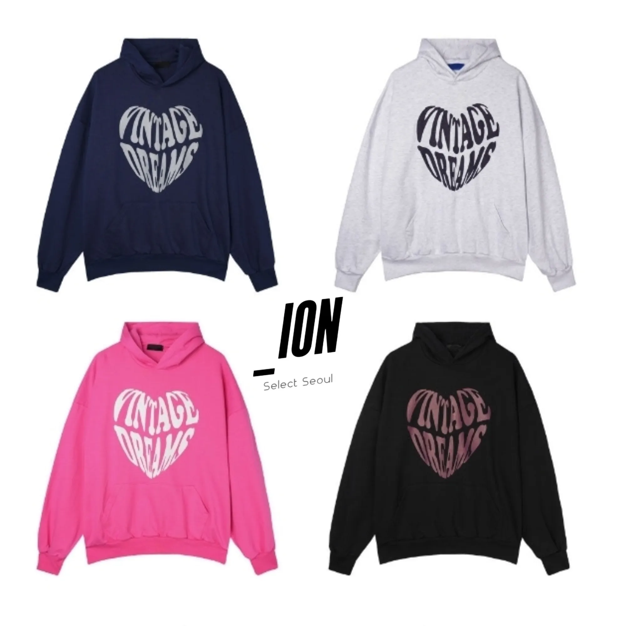 IONSEOUL  |Unisex Street Style Cotton Logo Hoodies