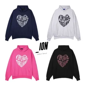 IONSEOUL  |Unisex Street Style Cotton Logo Hoodies