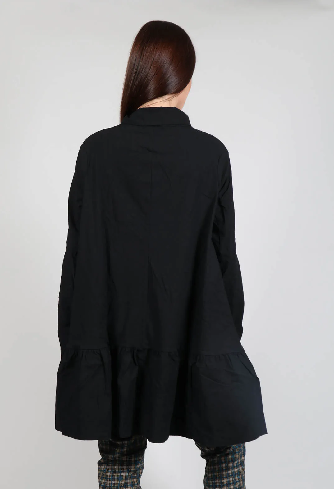 Jacket with High Low Peplum Hem in Black