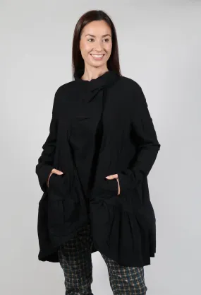 Jacket with High Low Peplum Hem in Black