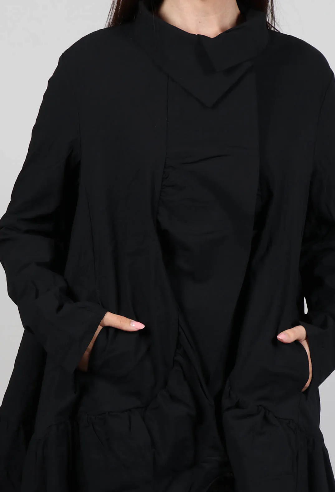 Jacket with High Low Peplum Hem in Black