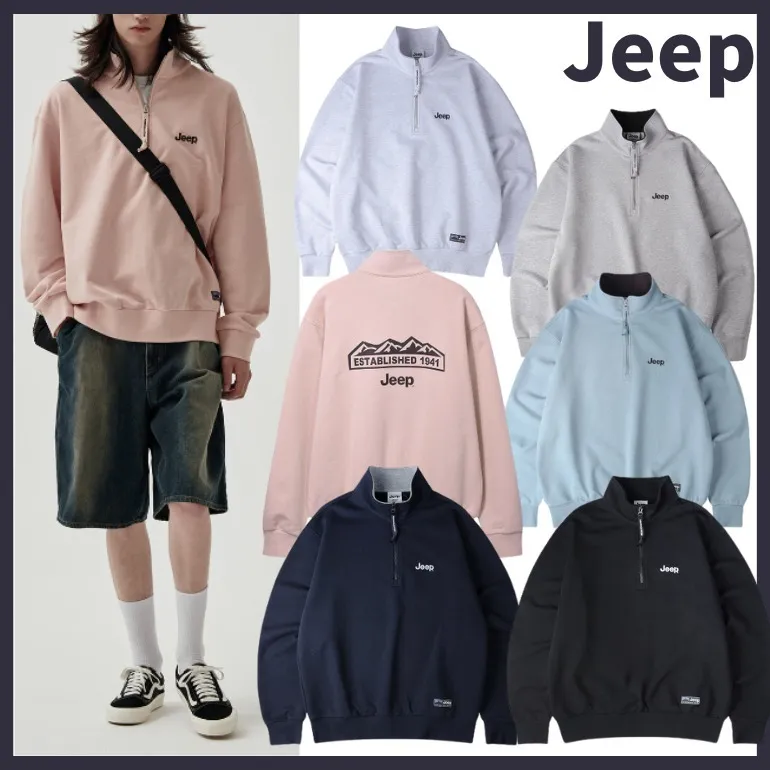 JEEP  |Unisex Long Sleeves Cotton Hoodies & Sweatshirts