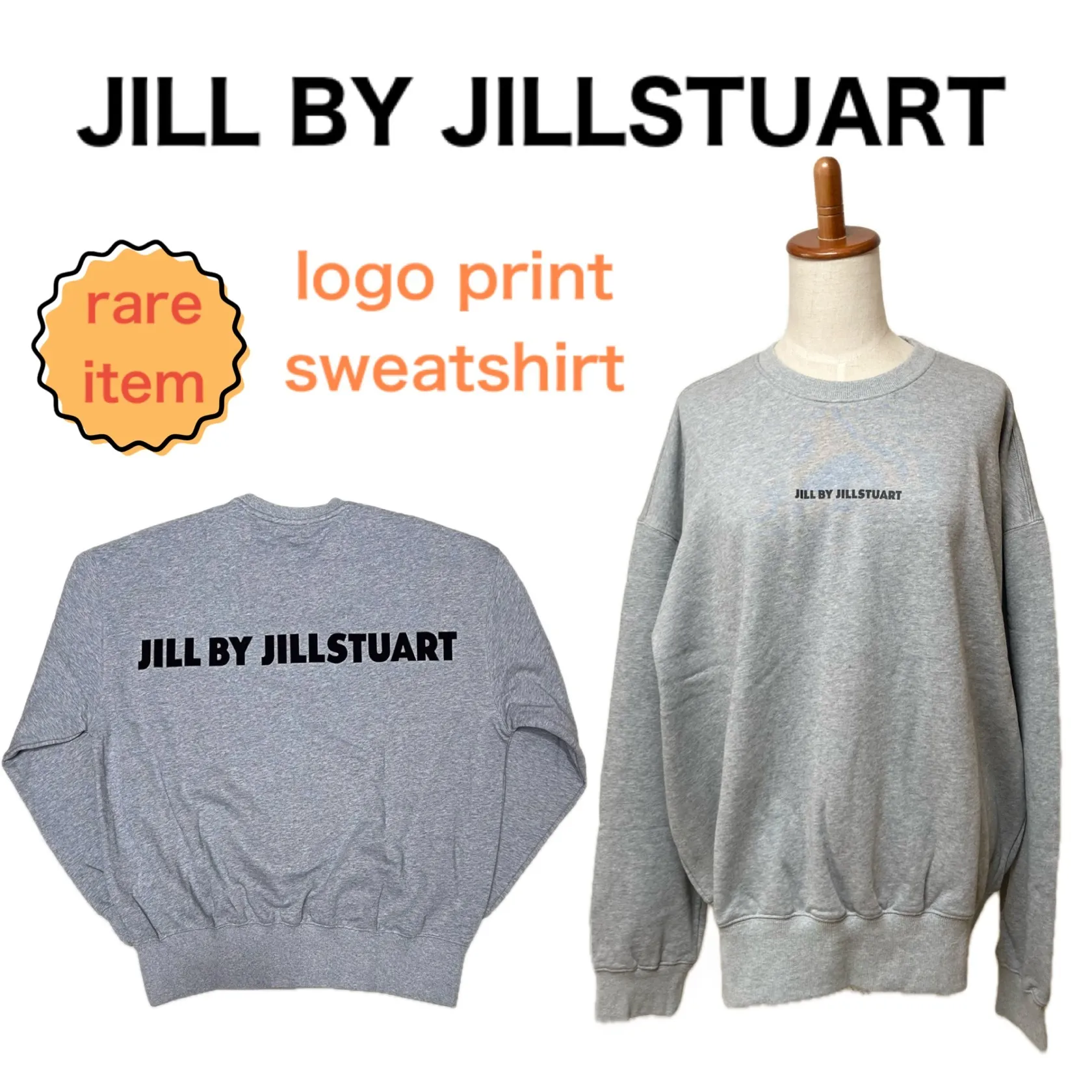 JILLSTUART  |Crew Neck Unisex Sweat Long Sleeves Cotton Oversized Logo