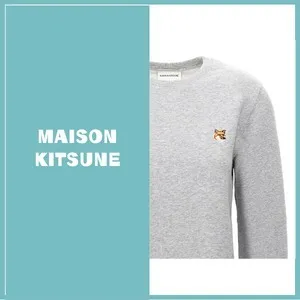 MAISON KITSUNE  |Unisex Long Sleeves Plain Logo Hoodies & Sweatshirts