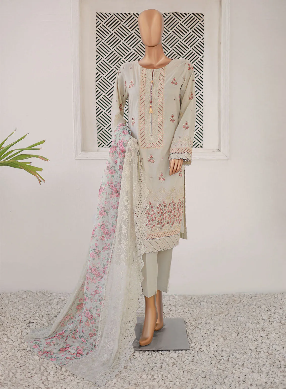 Majestic By HZ Luxury Embroidered Lawn 3 Piece Unstitched Suit HZ24M MEC-09