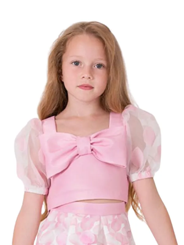 Mama Luma Top Bow Puffed Sleeve Pink