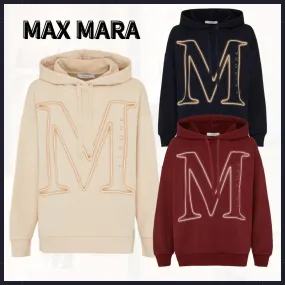 MaxMara  |Blended Fabrics Long Sleeves Cotton Logo