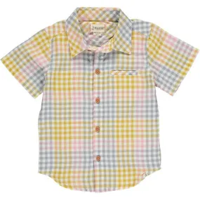 Me & Henry Maui Aqua/Yellow Plaid Collared Shirt