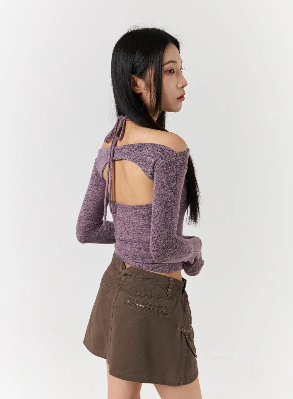 Mid-Chained Cozy Tank Top & Long Sleeve Bolero Shrug CD322