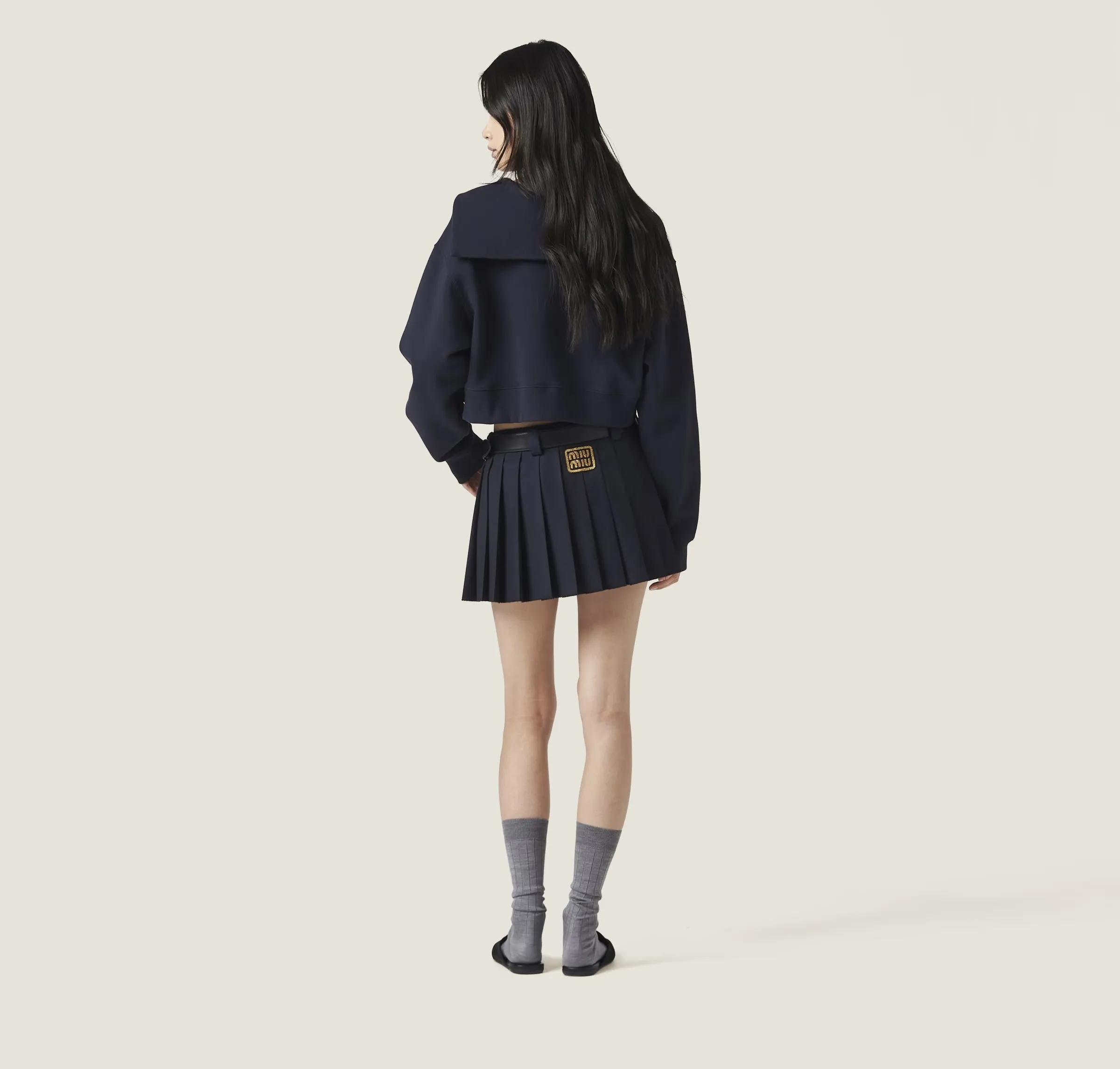 MiuMiu  |Long Sleeves Cotton Logo Hoodies & Sweatshirts