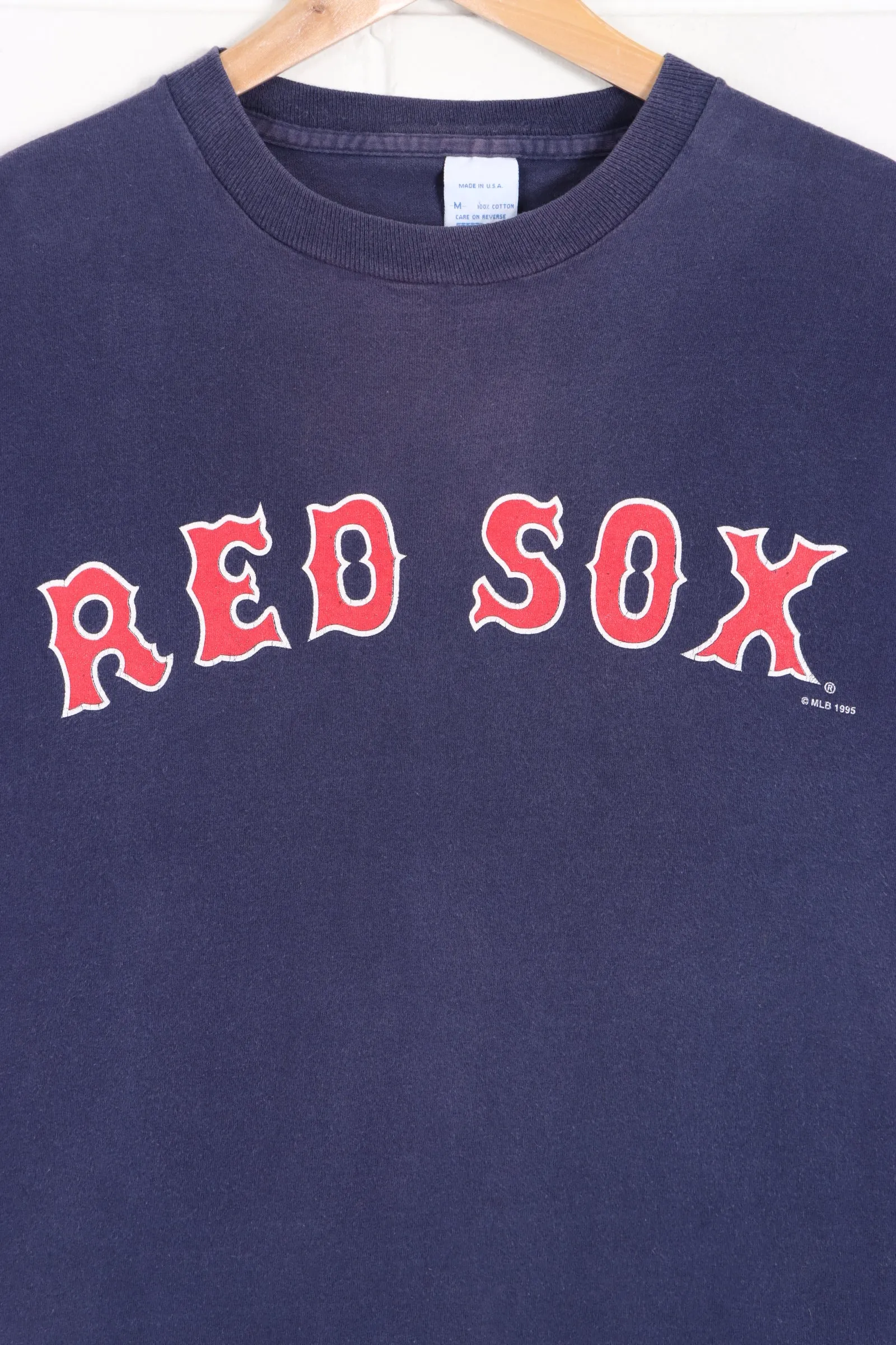 MLB 1995 Boston Red Sox #11 Naehring Front Back Single Stitch T-Shirt (S)