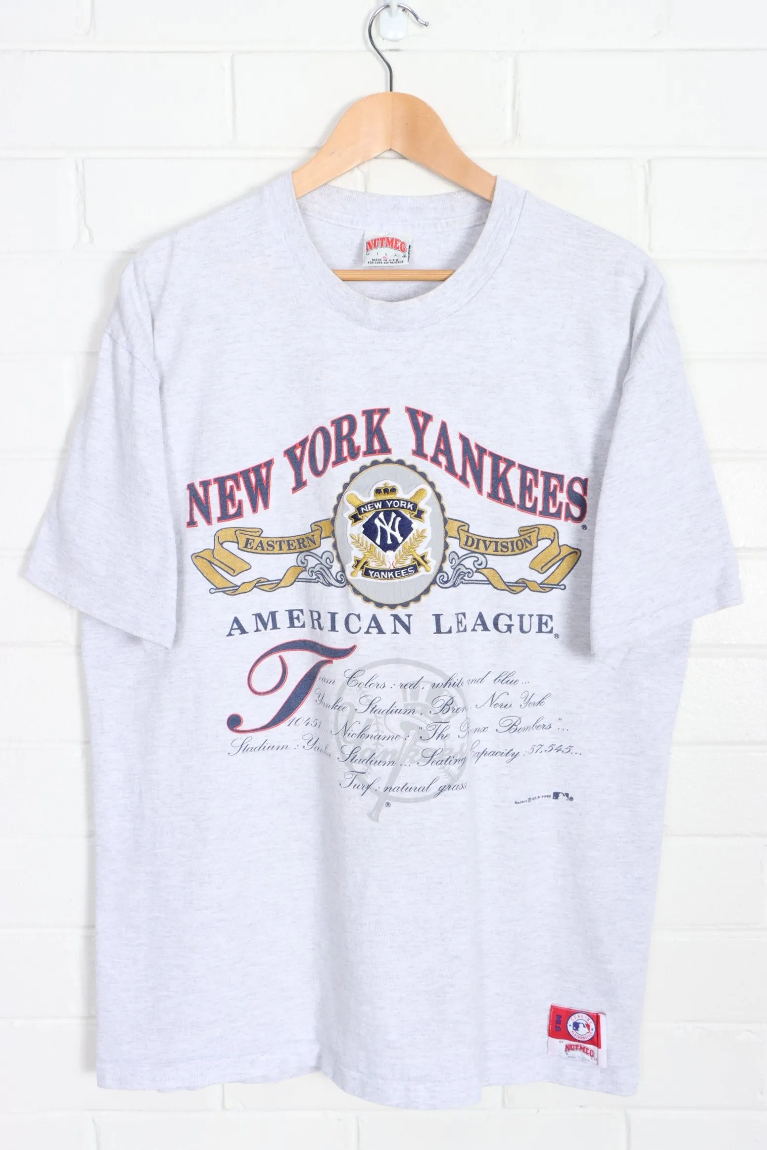 MLB New York Yankees 1991 Single Stitch NUTMEG T-Shirt (XL)