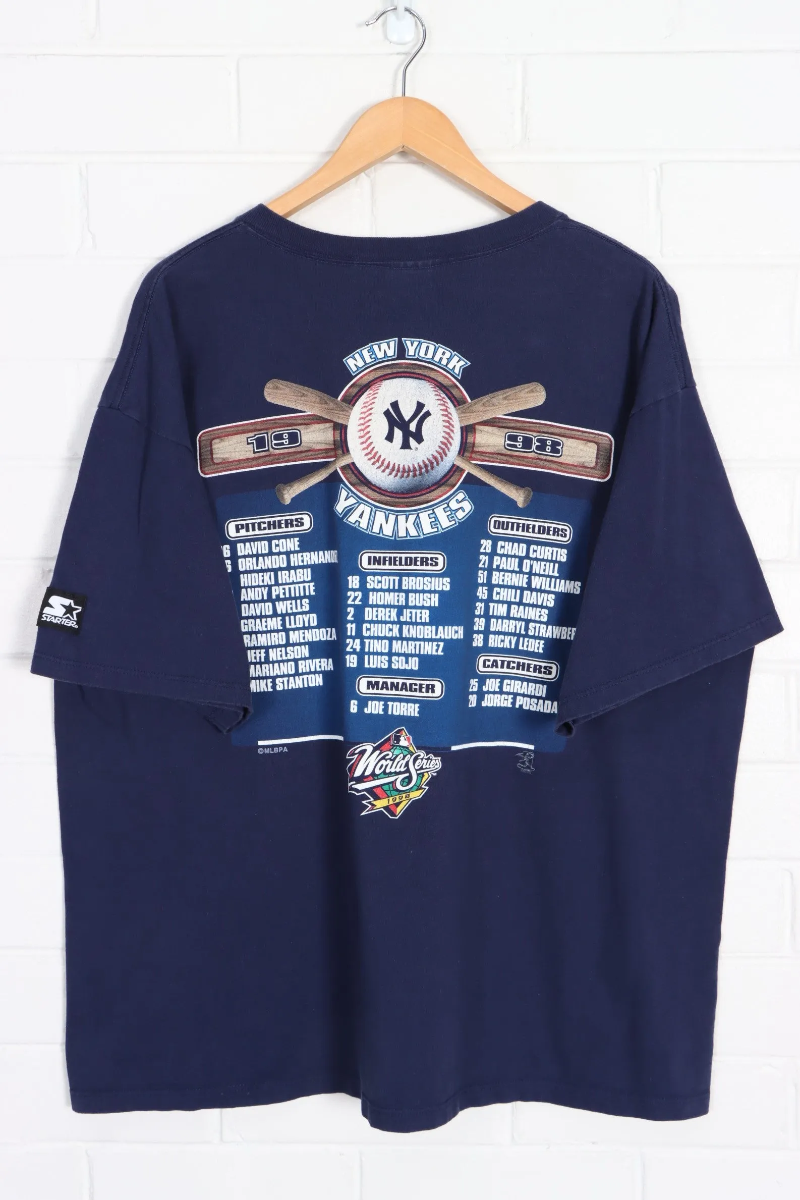 MLB New York Yankees 1998 Champions Players Front Back STARTER Tee (XL)