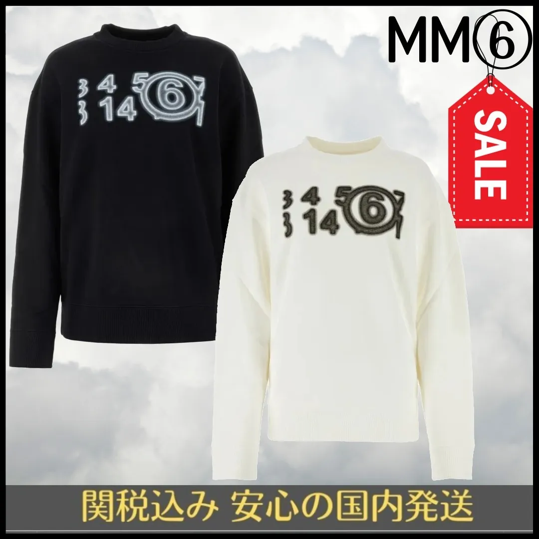 MM6 Maison Margiela  |Crew Neck Long Sleeves Plain Cotton Logo