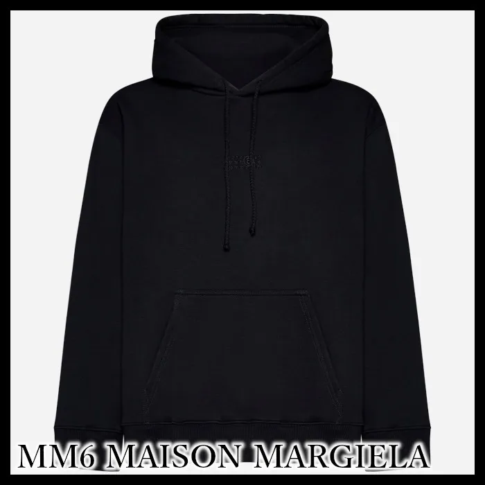 MM6 Maison Margiela  |Long Sleeves Plain Cotton Logo Hoodies