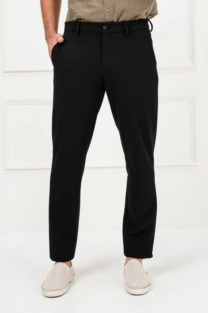 Modern Black Textured Power-Stretch Pants