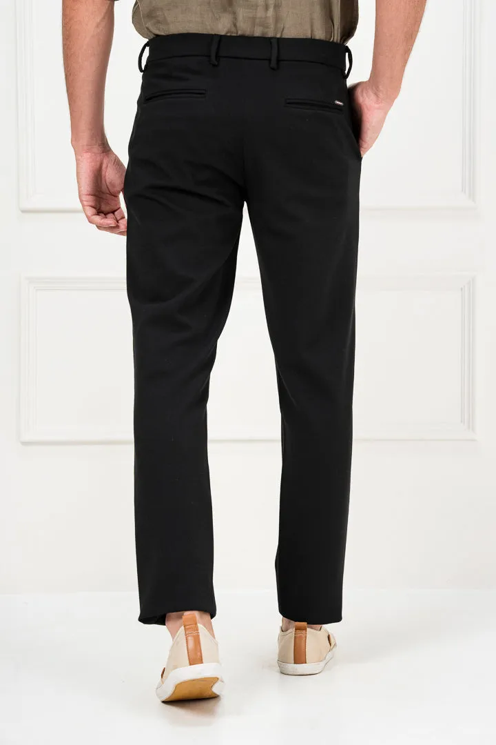 Modern Black Textured Power-Stretch Pants