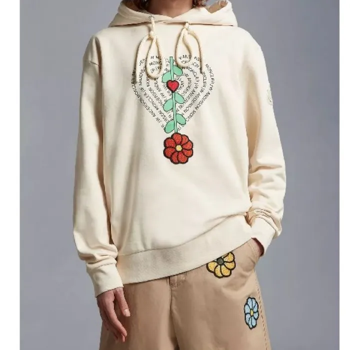 MONCLER  |Flower Patterns Unisex Long Sleeves Cotton Logo