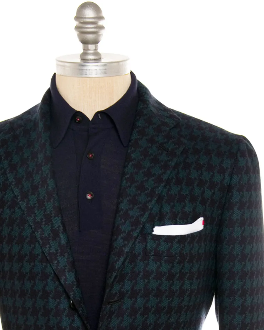 Navy and Turquoise Exploded Houndstooth Sportcoat