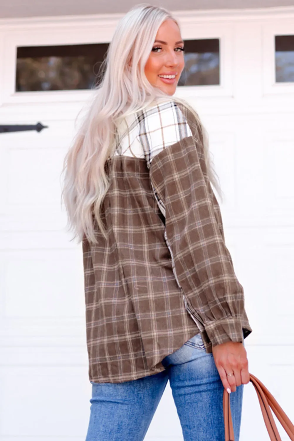 Neutral Zone Plaid Contrast Button Up Shirt Jacket