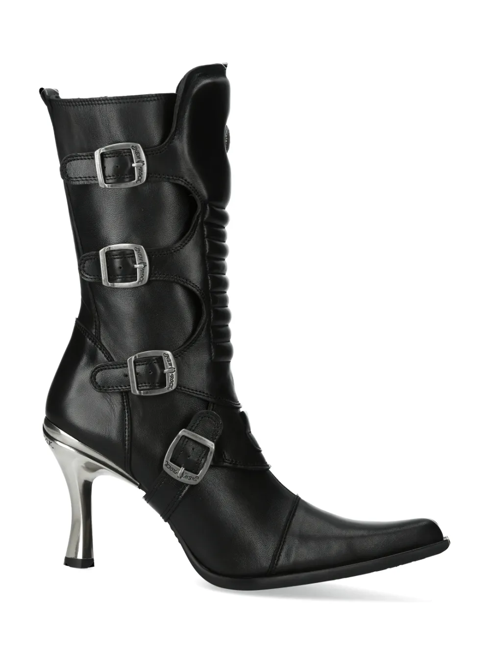 NEW ROCK Striking Black Leather High Heel Boots