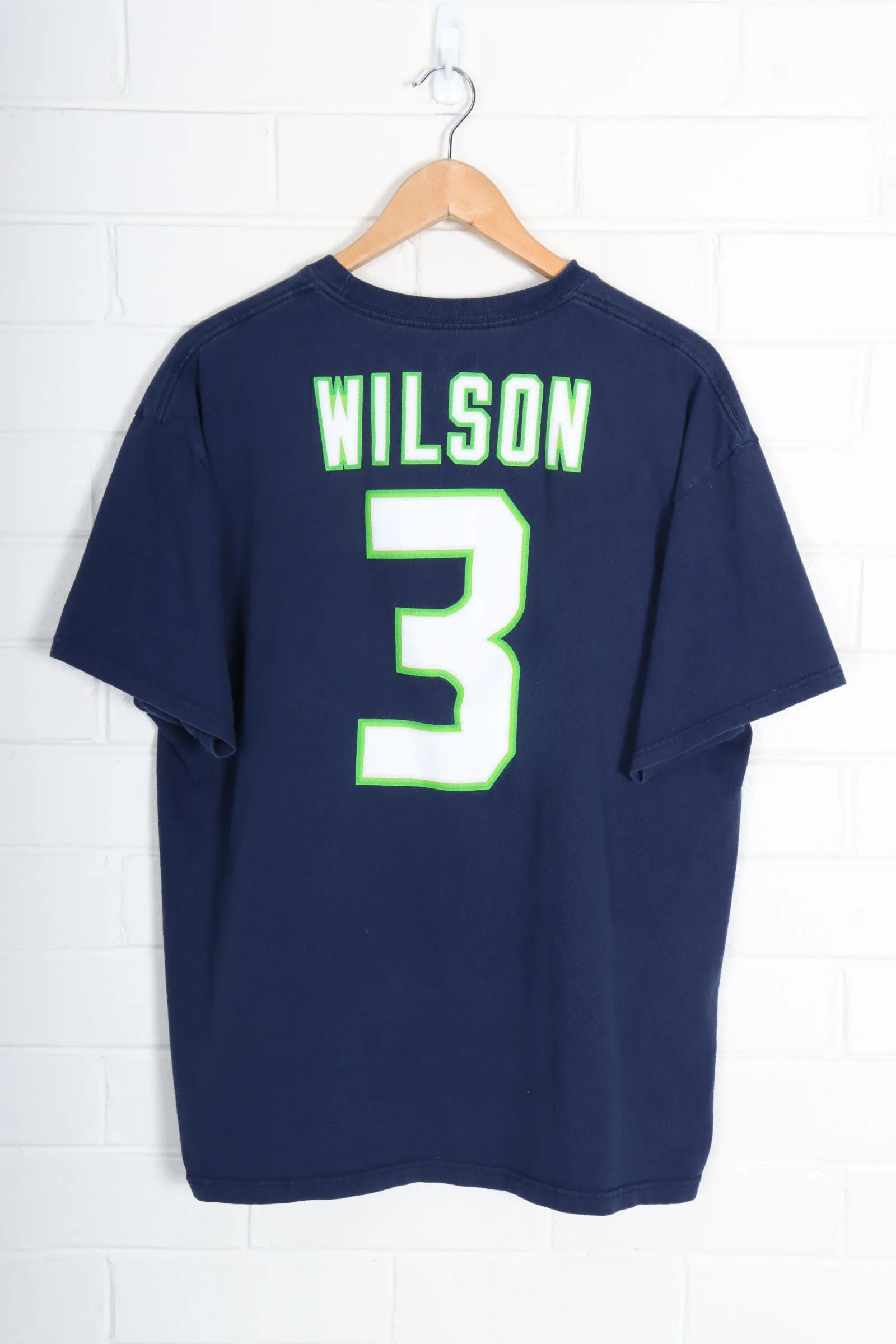 NFL Seattle Seahawks #3 Wilson Big Logo Front Back Graphic Tee (XL)