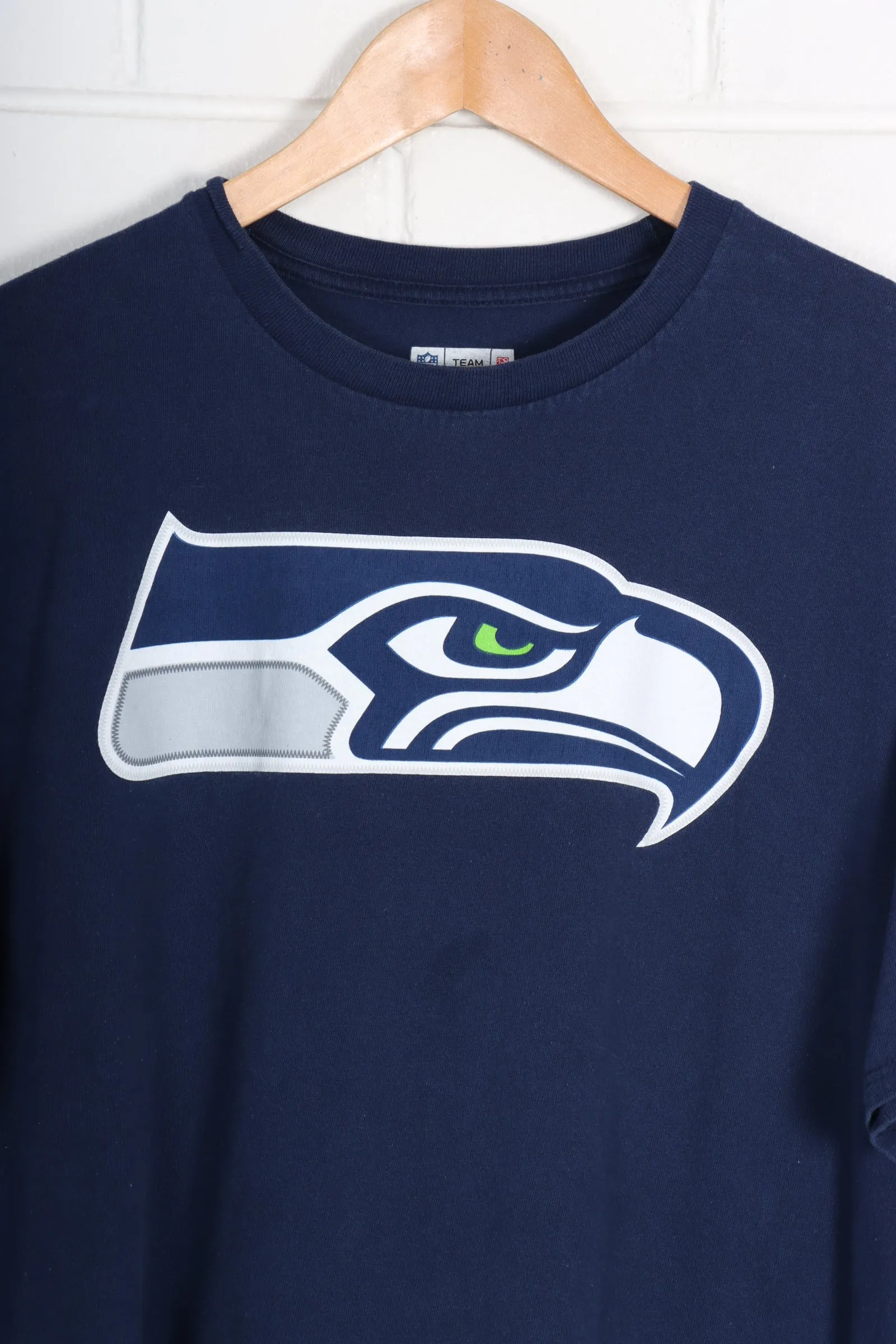 NFL Seattle Seahawks #3 Wilson Big Logo Front Back Graphic Tee (XL)