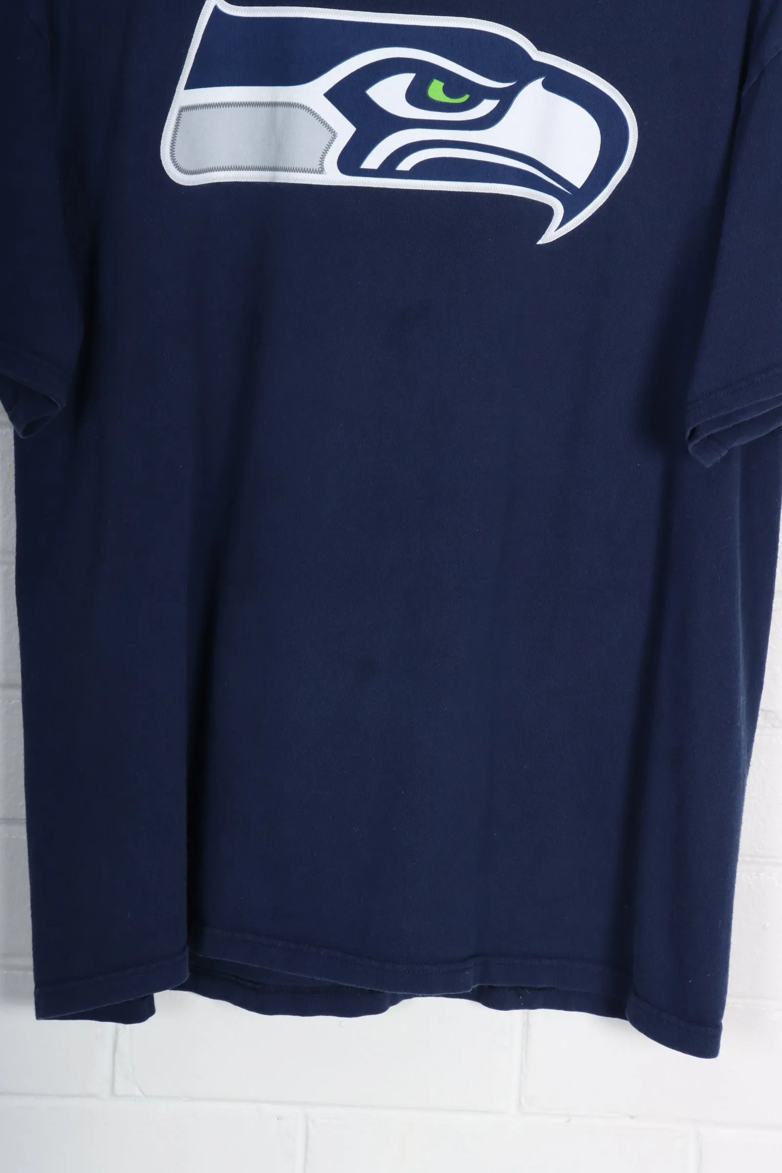 NFL Seattle Seahawks #3 Wilson Big Logo Front Back Graphic Tee (XL)