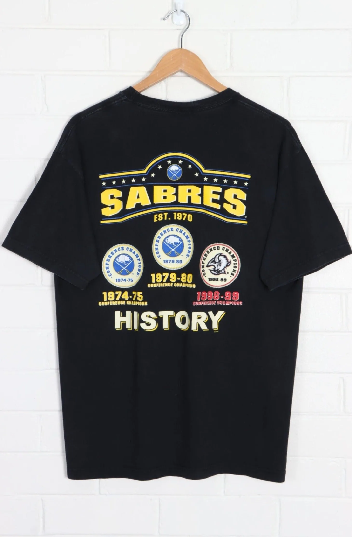 NHL Buffalo Sabres Championship History Front Back T-Shirt (M-L)