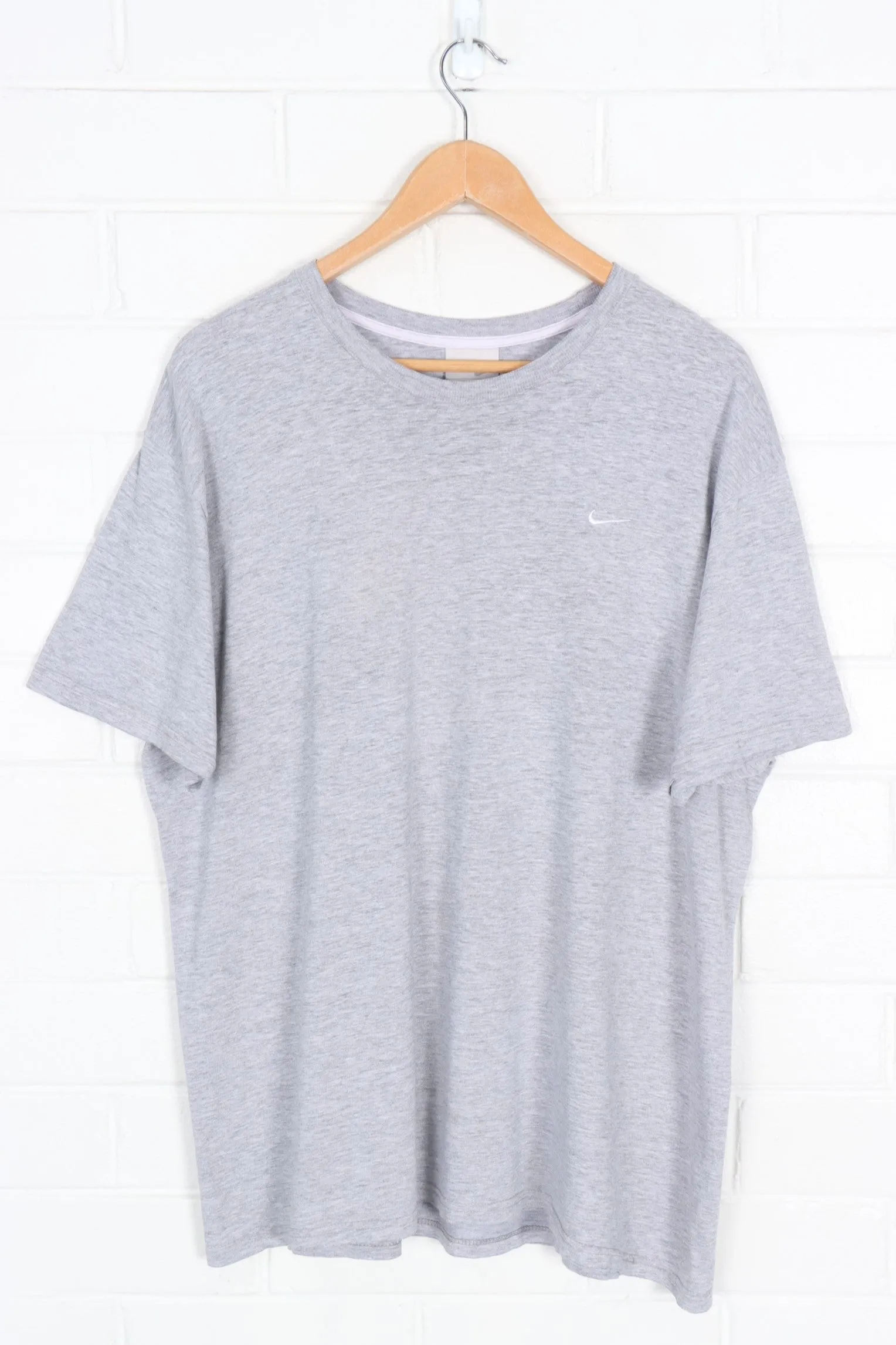 NIKE Grey Marle Embroidered Basic Tee (XL)