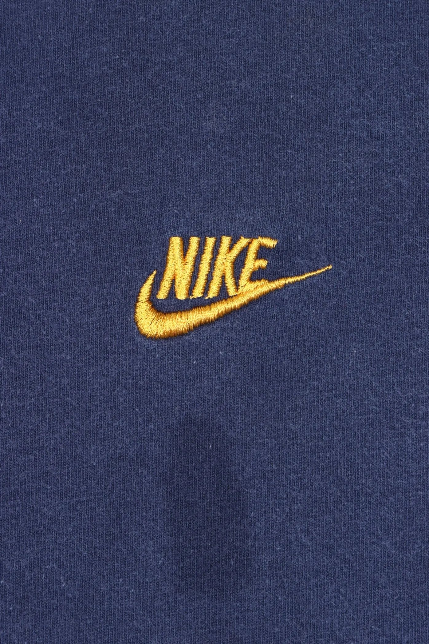 NIKE Navy & Gold Embroidered Swoosh Logo Ringer T-Shirt (XL)