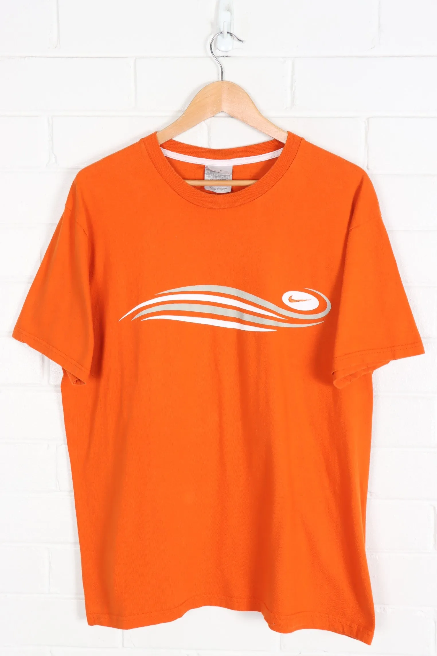 NIKE Orange Embroidered Swoosh Graphic Tee (L)