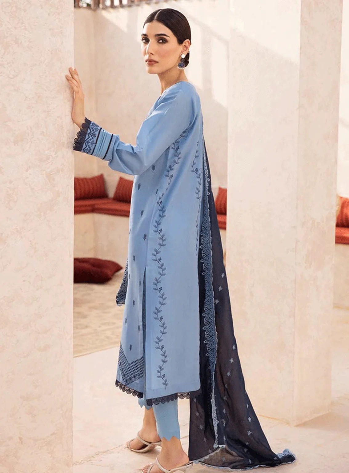 Nissa By RajBari Embroidered Chikankari Schiffli Unstitched 3 Piece Suit - RB23NC 05