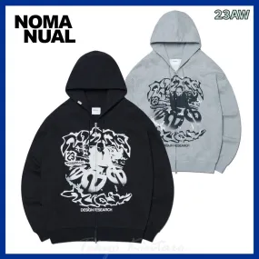 NOMANUAL  |Unisex Street Style Logo Hoodies