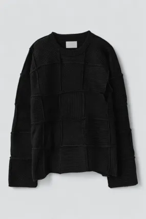 Patchwork Rib Sweater - Black