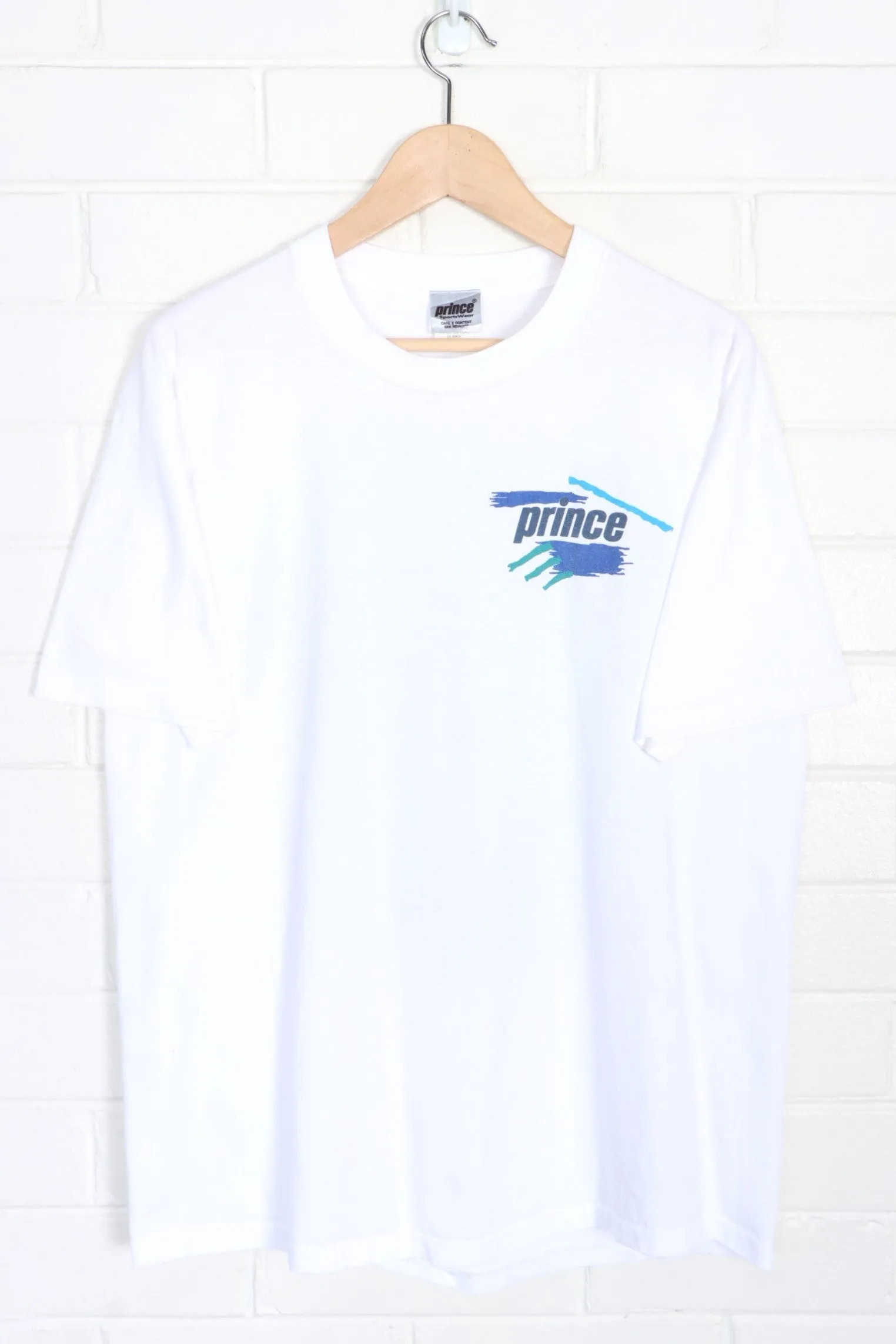 PRINCE Tennis Retro Front Back Single Stitch T-Shirt USA Made (L)