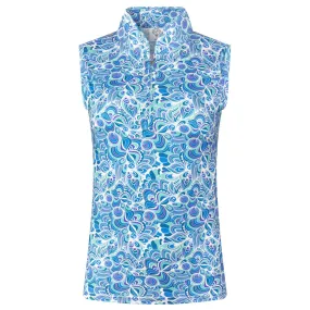 Pure Golf Rise Ladies Sleeveless Golf Polo Shirt Peacock Swirl