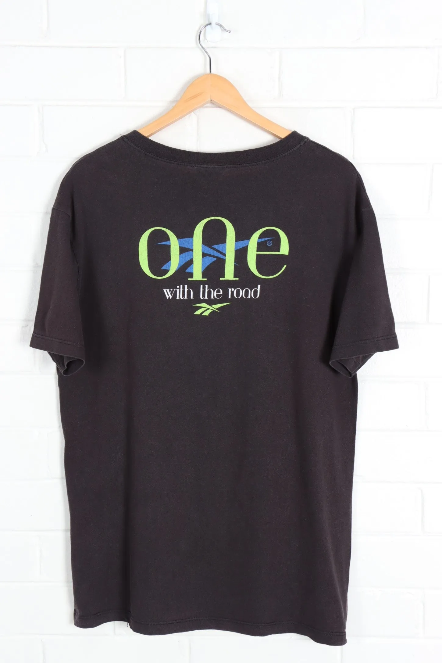 REEBOK 'One with the Road' Front & Back USA Made Graphic Tee (M-L)