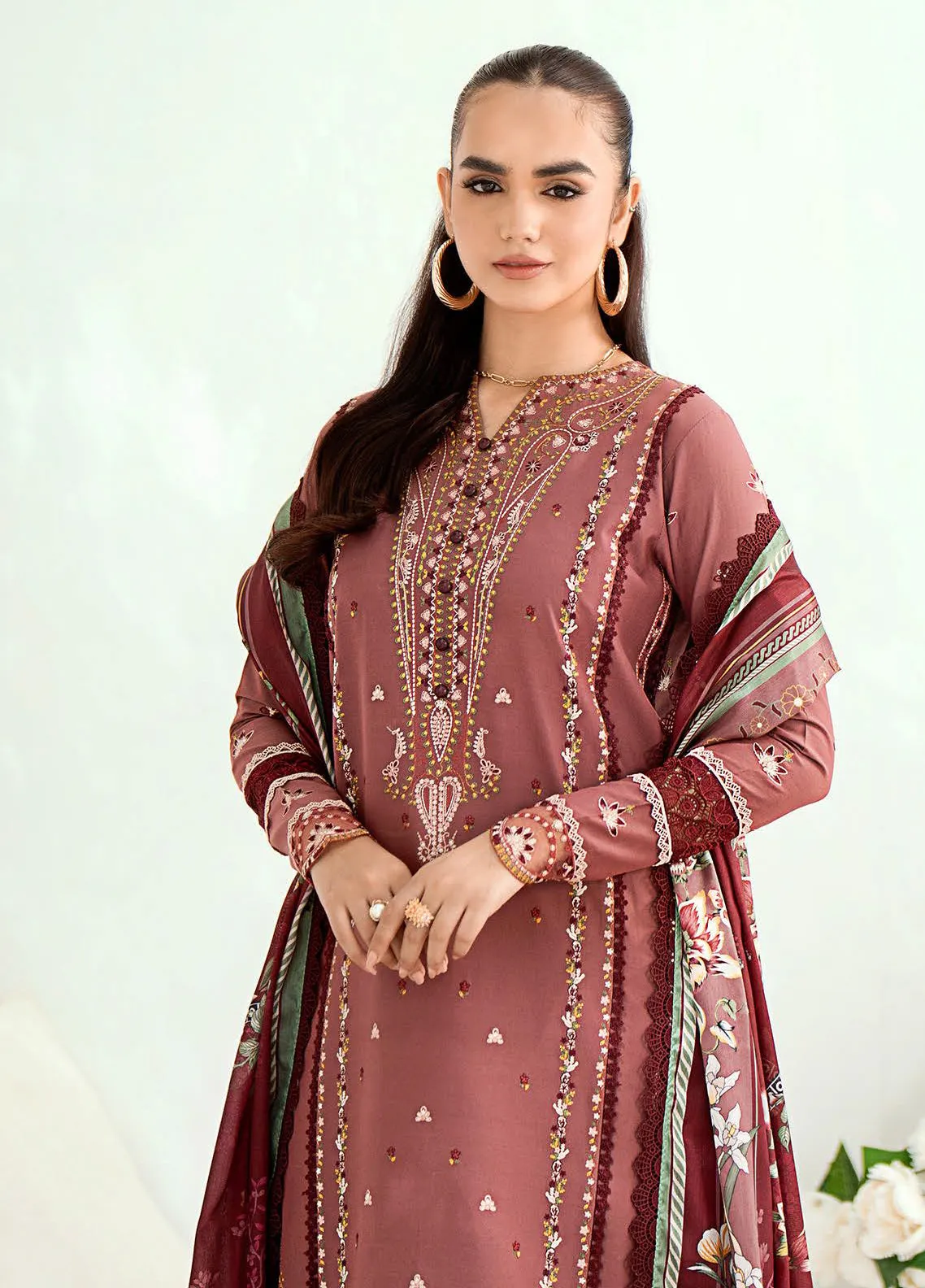 Riwaayat By Bin Ilyas Embroidered Lawn 3 Piece Unstitched Suit BI24R 305 A