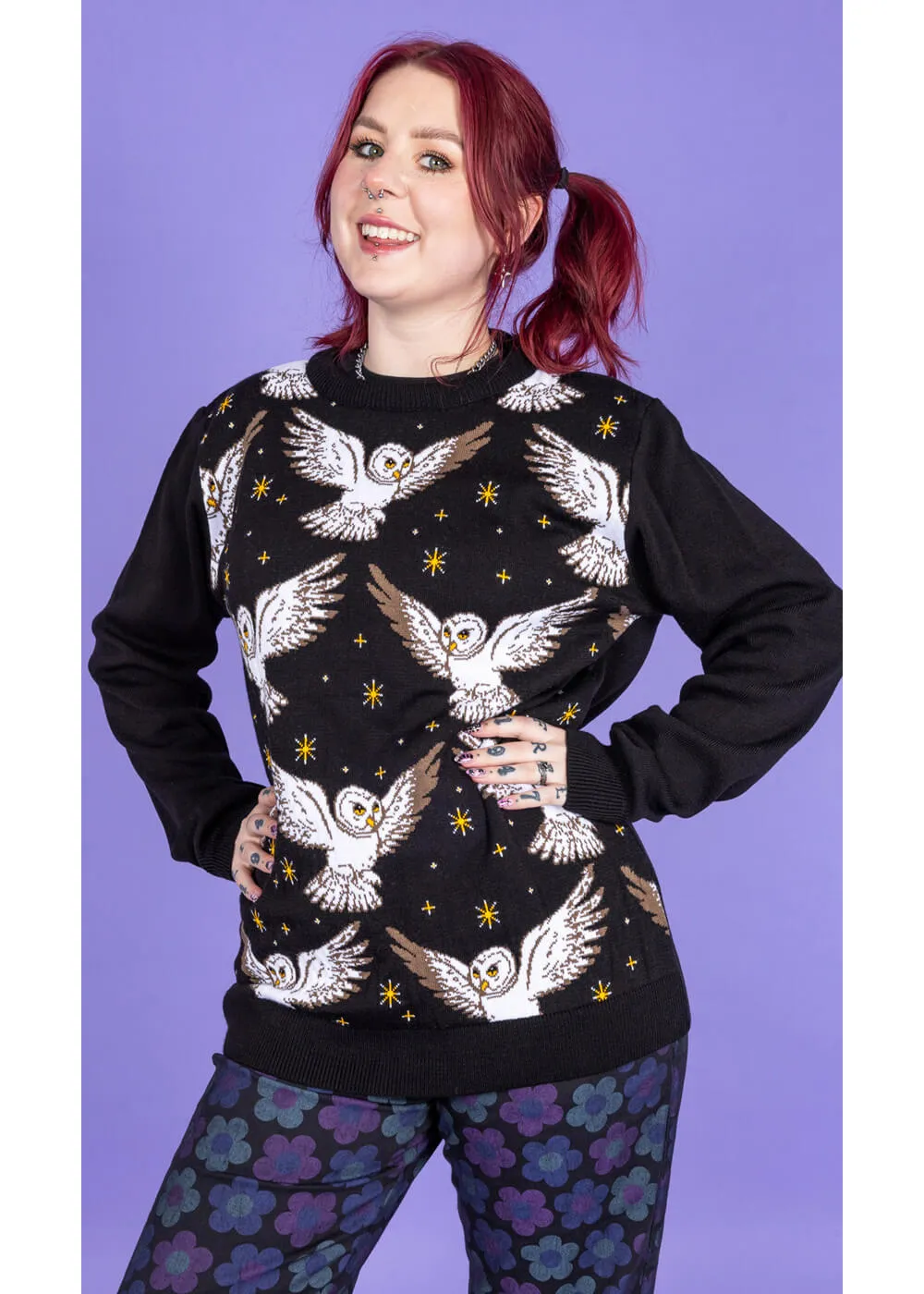 Run & Fly What A Hoot Owl 60's Jumper Black