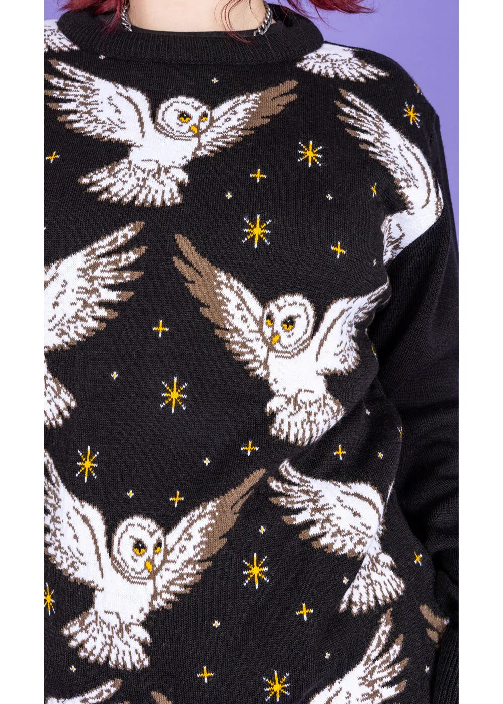 Run & Fly What A Hoot Owl 60's Jumper Black