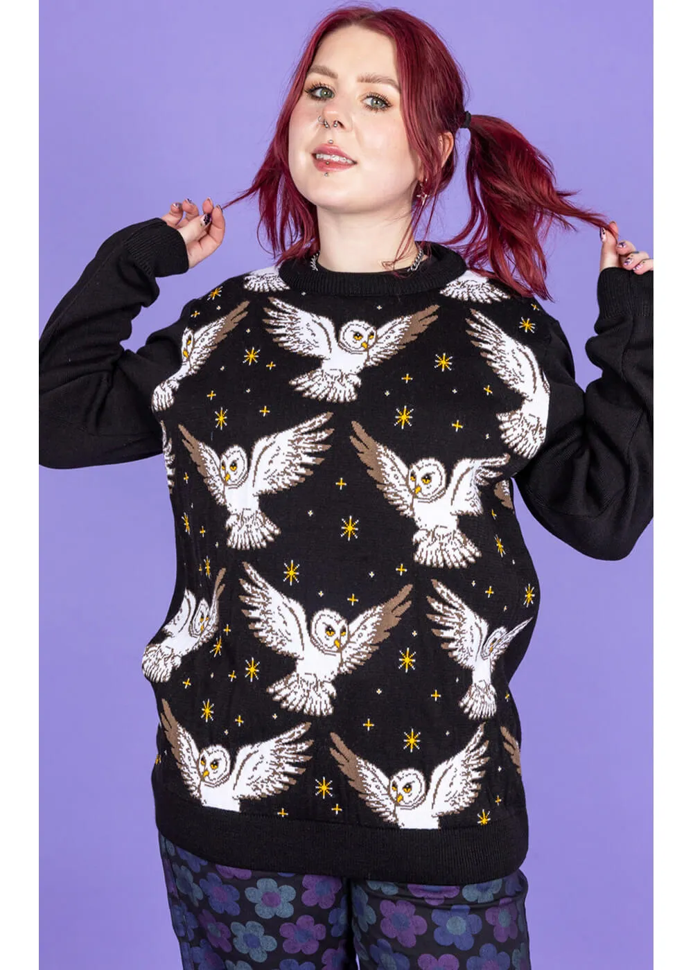 Run & Fly What A Hoot Owl 60's Jumper Black