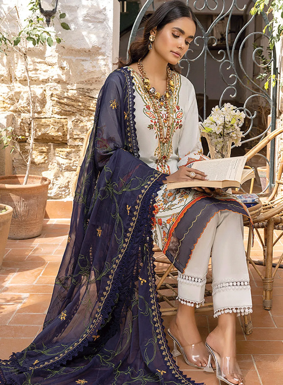 Rung By Al Zohaib Embroidered Lawn Unstitched 3 Piece Suit - AZ23EE 02