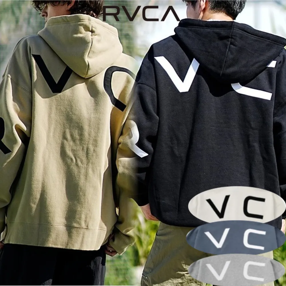 RVCA  |Unisex Bi-color Long Sleeves Oversized Hoodies