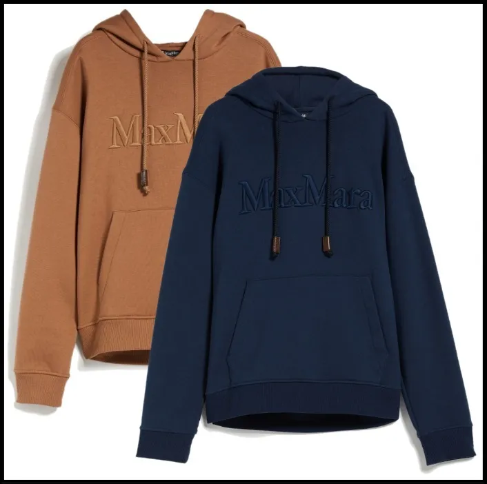 S Max Mara  |Long Sleeves Cotton Logo Hoodies & Sweatshirts