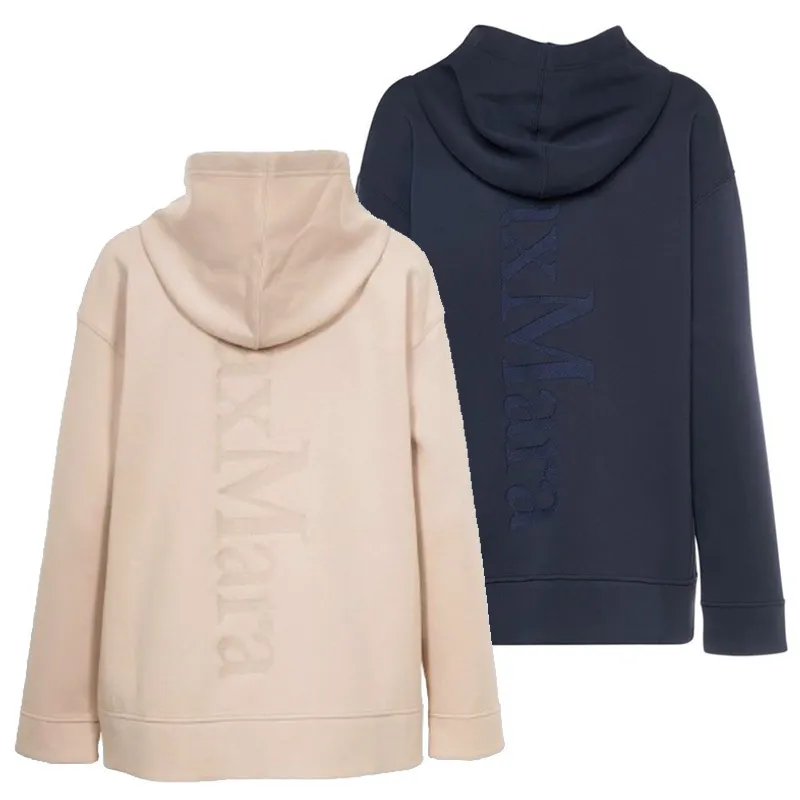 S Max Mara  |Sweat Long Sleeves Plain Cotton Logo Hoodies & Sweatshirts