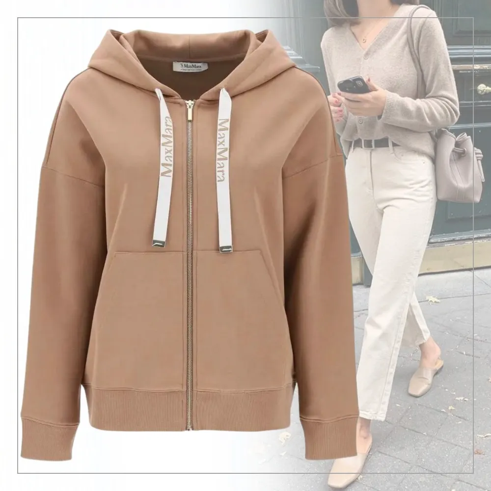 S Max Mara  |Sweat Long Sleeves Plain Logo Hoodies & Sweatshirts